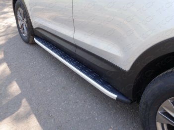 Пороги алюминиевые с пластиковой накладкой ТСС Тюнинг Hyundai (Хюндаи) Santa Fe (Санта)  2 CM (2009-2012) 2 CM рестайлинг  (серые)