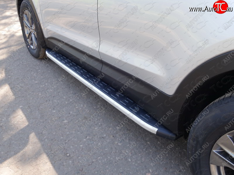 19 999 р. Пороги алюминиевые с пластиковой накладкой ТСС Тюнинг  Hyundai Santa Fe  2 CM (2009-2012) (серые)