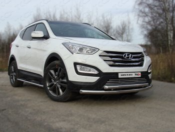 22 599 р. Защита переднего бампера нижняя d60,3*50,8 мм ТСС Тюнинг  Hyundai Santa Fe  3 DM (2012-2019) (нержавейка). Увеличить фотографию 1