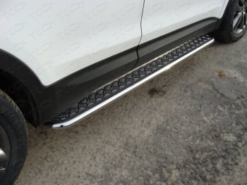 30 849 р. Пороги с площадкой 42,4 мм ТСС Тюнинг  Hyundai Santa Fe  3 DM (2012-2019) (серые). Увеличить фотографию 1