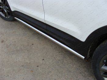 21 999 р. Защита порогов труба d60,3 мм ТСС Тюнинг  Hyundai Santa Fe  3 DM (2012-2016) (серые). Увеличить фотографию 1