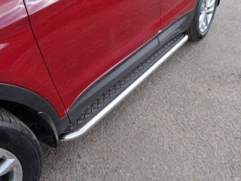 Пороги с площадкой 60,3 мм Premium ТСС Тюнинг Hyundai (Хюндаи) Santa Fe (Санта)  3 DM (2015-2019) 3 DM рестайлинг  (серые)