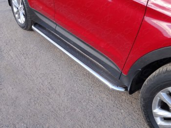 43 999 р. Пороги с площадкой 60,3 мм Premium ТСС Тюнинг  Hyundai Santa Fe  3 DM (2015-2019) (нержавейка). Увеличить фотографию 1