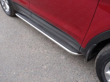 39 799 р. Пороги с площадкой 42,4 мм ТСС Тюнинг  Hyundai Santa Fe  3 DM (2015-2019) (нержавейка). Увеличить фотографию 1