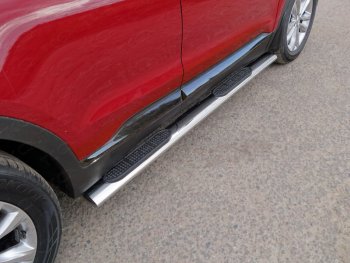 44 949 р. Пороги овальные с накладкой 120х60 мм ТСС Тюнинг  Hyundai Santa Fe  4 TM (2018-2021) (серые). Увеличить фотографию 1