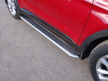 46 999 р. Пороги с площадкой 60,3 мм ТСС Тюнинг  Hyundai Santa Fe  4 TM (2018-2021) (нержавейка). Увеличить фотографию 1