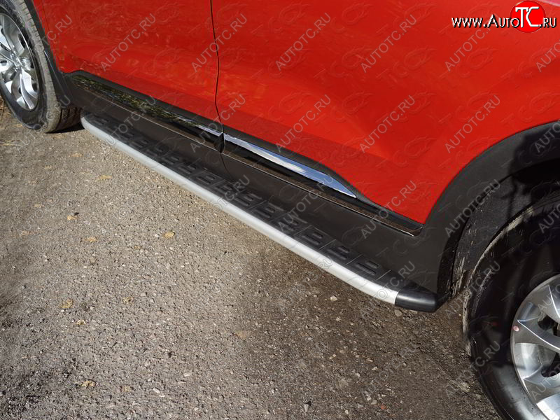 19 999 р.  Пороги алюминиевые с пластиковой накладкой, ТСС Тюнинг  Hyundai Santa Fe  4 TM (2020-2024) (серые)