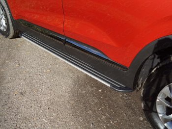 19 999 р. Пороги алюминиевые, ТСС Тюнинг  Hyundai Santa Fe  4 TM (2018-2021) (Slim Line Silver). Увеличить фотографию 1