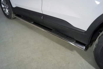 41 499 р. Пороги овальные с накладкой 120х60 мм ТСС Тюнинг  Hyundai Santa Fe  4 TM (2020-2024) (серые). Увеличить фотографию 1