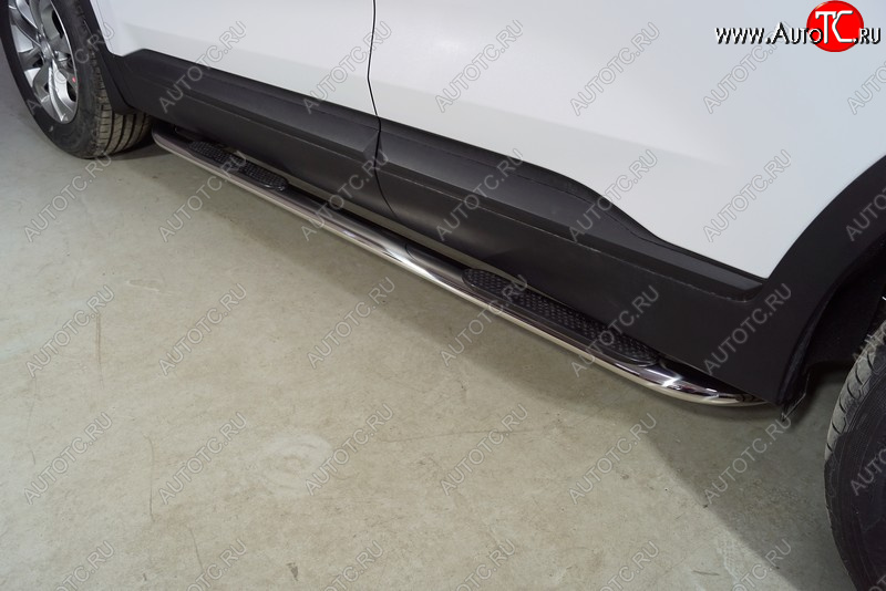 35 549 р. Пороги овальные гнутые с накладкой 75х42 мм  Hyundai Santa Fe  4 TM (2020-2024) (серые)