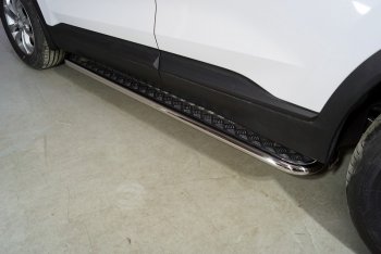 30 999 р. Пороги с площадкой 42,4 мм ТСС Тюнинг  Hyundai Santa Fe  4 TM (2020-2024) (серые). Увеличить фотографию 1