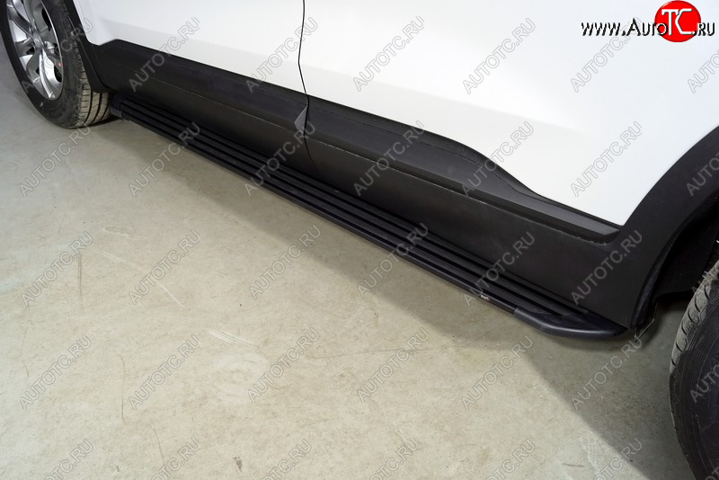 21 349 р. Пороги алюминиевые Slim Line ТСС Тюнинг  Hyundai Santa Fe  4 TM (2020-2024) (Black)