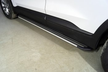 19 999 р. Пороги алюминиевые, ТСС Тюнинг  Hyundai Santa Fe  4 TM (2020-2024) (Slim Line Silver). Увеличить фотографию 1