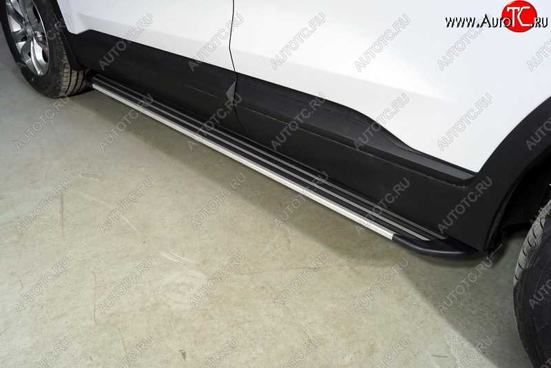 19 999 р. Пороги алюминиевые, ТСС Тюнинг  Hyundai Santa Fe  4 TM (2020-2024) (Slim Line Silver)
