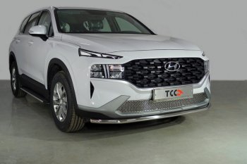 17 799 р. Защита переднего бампера нижняя d42,4 мм ТСС Тюнинг  Hyundai Santa Fe  TM (2020-2022) рестайлинг (нержавейка). Увеличить фотографию 1