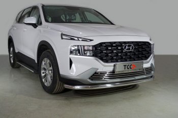 20 999 р. Защита переднего бампера нижняя d60,3 мм ТСС Тюнинг  Hyundai Santa Fe  4 TM (2020-2024) (нержавейка). Увеличить фотографию 1