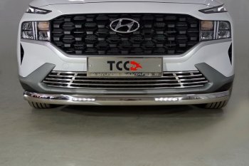 41 599 р. Защита передняя нижняя овальная с ДХО 75х42 мм ТСС Тюнинг  Hyundai Santa Fe  4 TM (2020-2024) (нержавейка). Увеличить фотографию 1