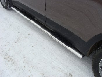41 999 р. Пороги овальные с накладкой 120х60 мм ТСС Тюнинг  Hyundai Grand Santa Fe  1 DM (2013-2016) (серые). Увеличить фотографию 1