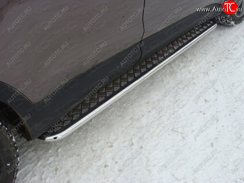 30 849 р. Пороги с площадкой 42,4 мм ТСС Тюнинг  Hyundai Grand Santa Fe  1 DM (2013-2016) (серые)