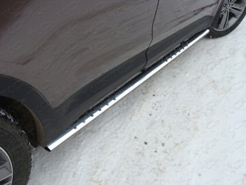 34 749 р. Пороги овальные с проступью 75х42 мм ТСС Тюнинг  Hyundai Grand Santa Fe  1 DM (2013-2016) (серые). Увеличить фотографию 1
