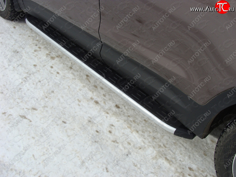 19 999 р. Пороги алюминиевые с пластиковой накладкой ТСС Тюнинг  Hyundai Grand Santa Fe  1 DM (2013-2016) (серые)