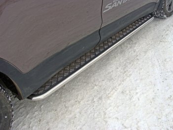 30 849 р. Пороги с площадкой 42,4 мм ТСС Тюнинг  Hyundai Grand Santa Fe  1 DM (2016-2018) (серые). Увеличить фотографию 1