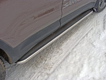 39 799 р. Пороги с площадкой 42,4 мм ТСС Тюнинг  Hyundai Grand Santa Fe  1 DM (2016-2018) (нержавейка ). Увеличить фотографию 1