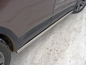 21 999 р. Защита порогов труба d60,3 мм ТСС Тюнинг  Hyundai Grand Santa Fe  1 DM (2016-2018) (серые). Увеличить фотографию 1