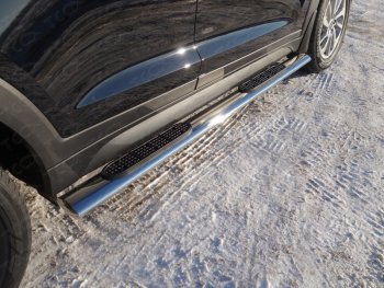39 699 р. Пороги овальные с накладкой 120х60 мм ТСС Тюнинг  Hyundai Tucson  3 TL (2015-2018) (серые). Увеличить фотографию 1