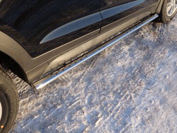 Пороги овальные с проступью 75х42 мм ТСС Тюнинг Hyundai (Хюндаи) Tucson (Туссон)  3 TL (2015-2018) 3 TL дорестайлинг  (серые)