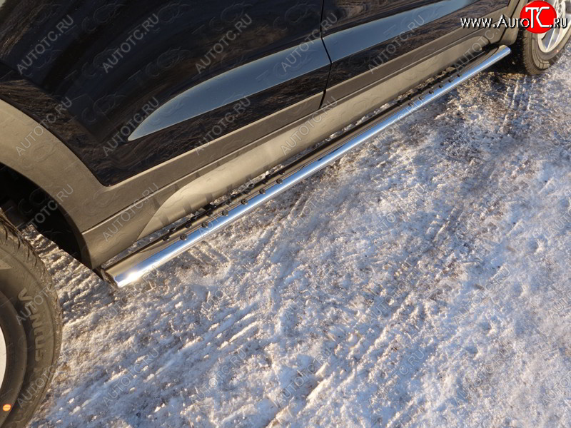 32 599 р. Пороги овальные с проступью 75х42 мм ТСС Тюнинг  Hyundai Tucson  3 TL (2015-2018) (серые)