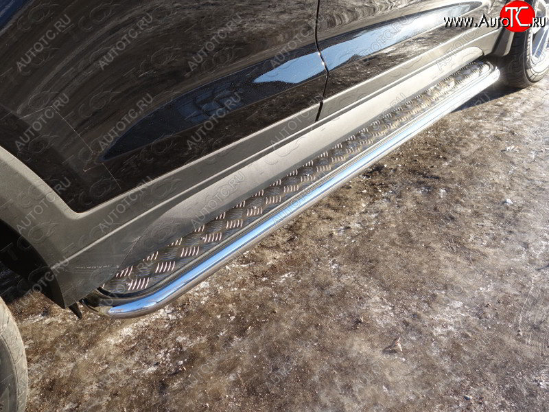 28 099 р. Пороги с площадкой 42,4 мм ТСС Тюнинг  Hyundai Tucson  3 TL (2015-2018) (серые)