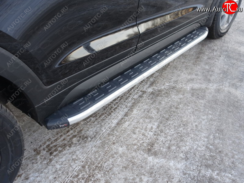 19 999 р. Пороги алюминиевые с пластиковой накладкой ТСС Тюнинг  Hyundai Tucson  3 TL (2015-2018) (серые)