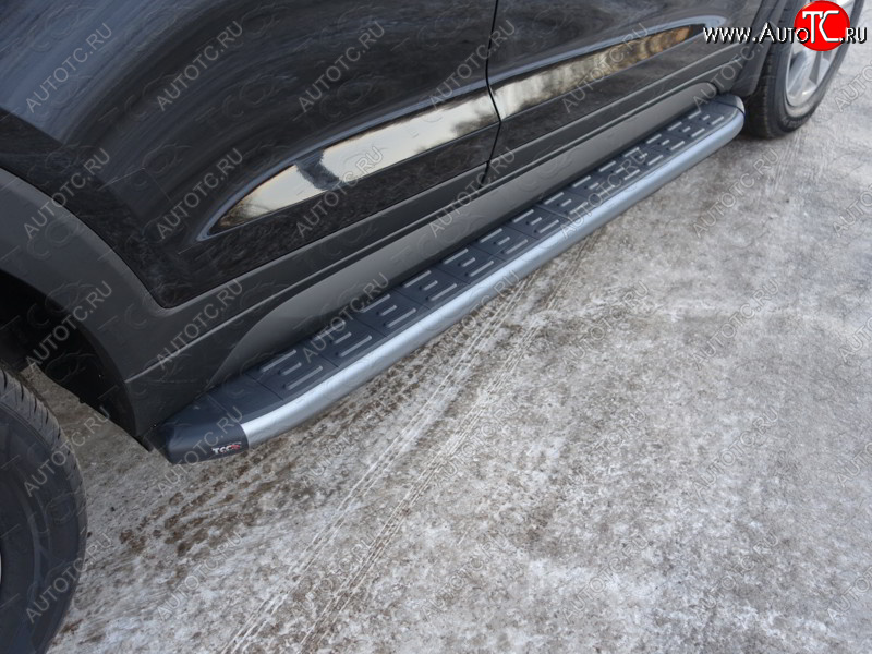 21 349 р. Пороги алюминиевые с пластиковой накладкой, ТСС Тюнинг  Hyundai Tucson  3 TL (2015-2018) (карбон серебро )