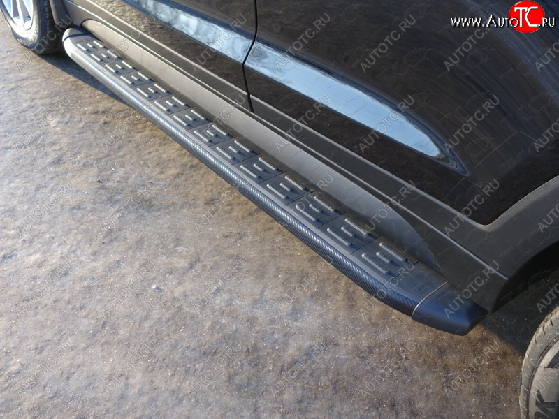 21 349 р. Пороги алюминиевые с пластиковой накладкой, ТСС Тюнинг  Hyundai Tucson  3 TL (2015-2018) (карбон черные)