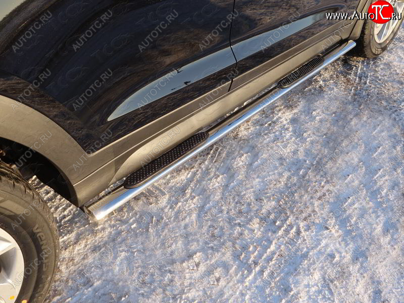 32 599 р. Пороги овальные с накладкой 75х42 мм ТСС Тюнинг  Hyundai Tucson  3 TL (2018-2021) (серые)