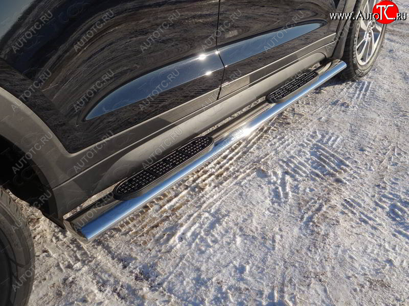 41 999 р. Пороги овальные с накладкой 120х60 мм ТСС Тюнинг  Hyundai Tucson  3 TL (2018-2021) (серые)