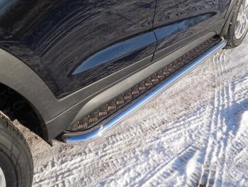 42 999 р. Пороги с площадкой 75х42 мм ТСС Тюнинг  Hyundai Tucson  3 TL (2018-2021) (серые). Увеличить фотографию 1