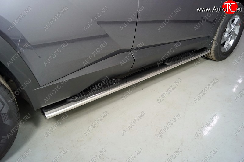 43 999 р. Пороги овальные с накладкой 120х60 мм ТСС Тюнинг Hyundai Tucson 4 NX4 (2020-2022) (серые)