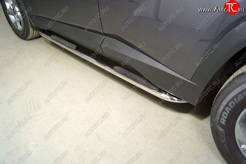36 999 р. Пороги овальные гнутые с накладкой 75х42 мм Hyundai Tucson 4 NX4 (2020-2022) (серые)
