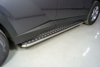 32 999 р. Пороги с площадкой 42,4 мм ТСС Тюнинг  Hyundai Tucson  4 NX4 (2020-2022) (серые). Увеличить фотографию 1