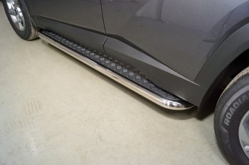 37 199 р. Пороги с площадкой 60,3 мм ТСС Тюнинг Hyundai Tucson 4 NX4 (2020-2022) (серые). Увеличить фотографию 1
