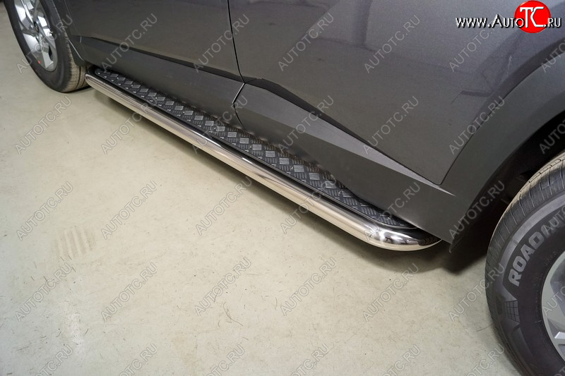 37 199 р. Пороги с площадкой 60,3 мм ТСС Тюнинг  Hyundai Tucson  4 NX4 (2020-2022) (серые)