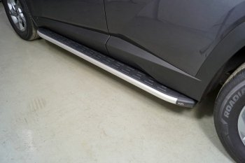 Пороги алюминиевые с пластиковой накладкой ТСС Тюнинг Hyundai Tucson 4 NX4 (2020-2022)  (серые)