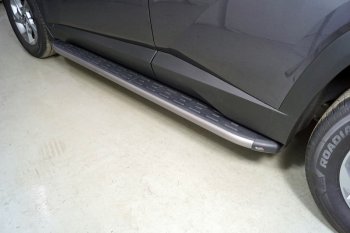 Пороги алюминиевые с пластиковой накладкой ТСС Тюнинг Hyundai Tucson 4 NX4 (2020-2022)  (карбон серые)