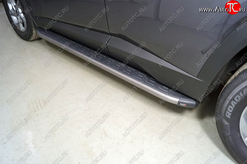 21 349 р. Пороги алюминиевые с пластиковой накладкой ТСС Тюнинг Hyundai Tucson 4 NX4 (2020-2022) (карбон серые)