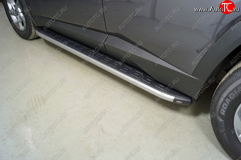 21 349 р. Пороги алюминиевые с пластиковой накладкой, ТСС Тюнинг  Hyundai Tucson  4 NX4 (2020-2022) (карбон серебро)