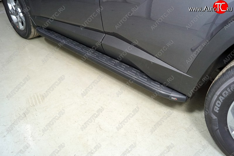 21 349 р. Пороги алюминиевые с пластиковой накладкой ТСС Тюнинг Hyundai Tucson 4 NX4 (2020-2022) (карбон черные)