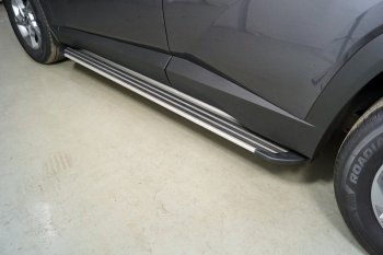 19 999 р. Пороги алюминиевые, ТСС Тюнинг Hyundai Tucson 4 NX4 (2020-2022) (Slim Line Silver). Увеличить фотографию 1