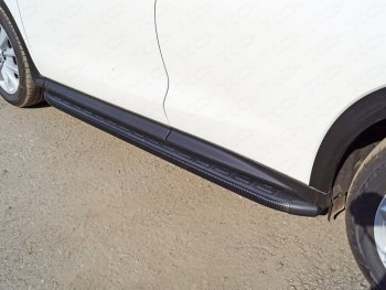 Пороги алюминиевые с пластиковой накладкой ТСС Тюнинг INFINITI Qx50 (2018-2024)  (карбон черные)